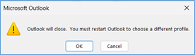 Close Outlook prompt window.